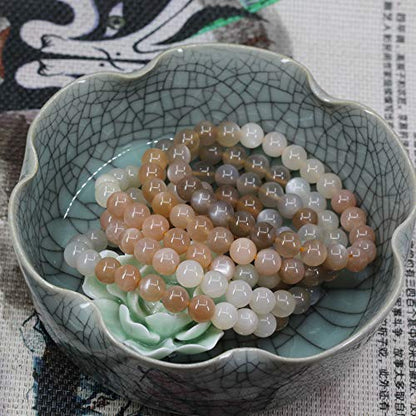 Keleny Gem Semi Precious Gemstones 8mm Round Beads Crystal Stretch Bracelets 7 Inch Unisex - color: Multicolor Sunstone