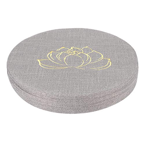 Meditation Cushion, Yoga Mat with Detachable Washable Cover, Soft Handheld Design for Zen Tea Ceremony Floor Window (40 cm in Diameter and 6 cm in Thickness) - color: Grey Embroidered Lotus Pattern