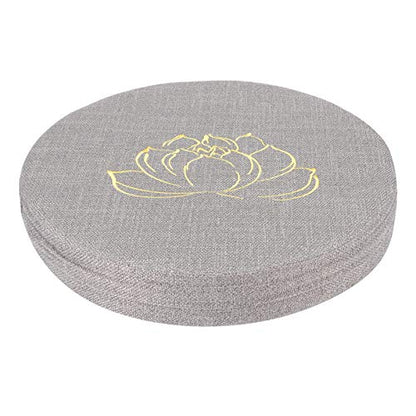 Meditation Cushion, Yoga Mat with Detachable Washable Cover, Soft Handheld Design for Zen Tea Ceremony Floor Window (40 cm in Diameter and 6 cm in Thickness) - color: Grey Embroidered Lotus Pattern