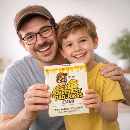 Scratch-Off Dad Joke Cards - Extra Funny Gift for Dad from Daughter, Son or Wife - Father's Day Gag Gifts for Men, Stocking Stuffers, White Elephant Gifts (52 Cards) - style: Dad Jokes (Most Popular)
