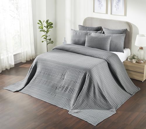 VHC Brands 100% Cotton Waffle Weave Dark Gray Oversized King Size Blanket 120x120, Decorative Cotton Throw Blanket, Boho Farmhouse Bedroom Decor for Bed, Couch, or Sofa - color: Dark Gray, size: Oversized King (120"x120")