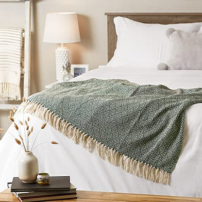 DII Diamond Throw Collection Cotton Woven, 50x60, Hunter Green - color: Hunter Green