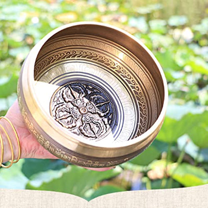 Copper Bowl Tibetan Singing Bowl Meditation Singing Bowl Tibetan Bowl Sound Therapy Bowl Buddha Sound Bowl Copper Chime Zen Ornament Bowl,12.5CM - size: 12.5CM