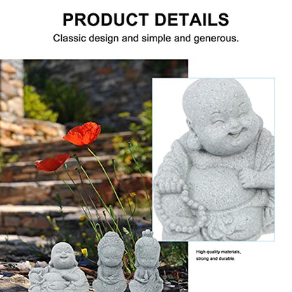 Cabilock 3pcs Sandstone Buddha Statue for Home Decor Creative Chic Landscape Prop Light Grey Landscape Accessory for Zen Garden Aquarium and Meditation Spaces