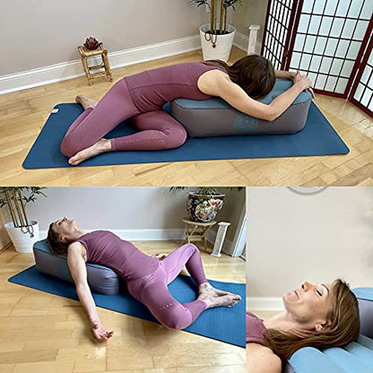 ZENGO Modern Comfort Inflatable Meditation and Yoga Cushion Set Seat (Zafu) + Mat (Zabuton)⎟ Yoga Bolsters - Two Sizes⎟ Includes Multi-Use Inflator ⎟ Indoor and Outdoor Use⎟Low Seat [3.5”-7”] - size: Low Seat [7”]