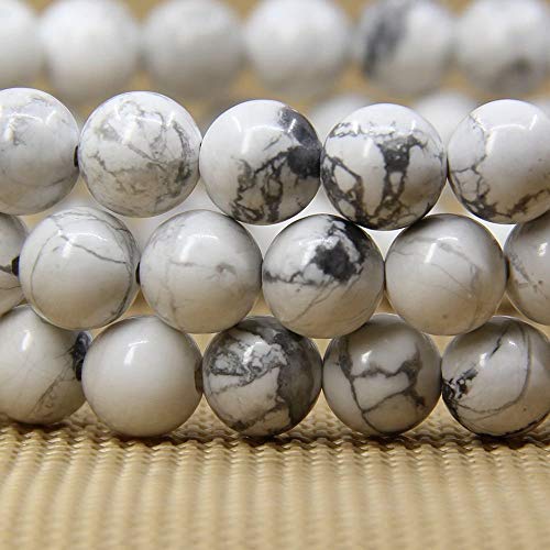 Angelstones Handmade Natural Healing Gemstone 8mm Round Beads Stretch Crystal Bracelet 7 Inch Unisex - color: White Howlite