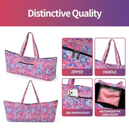 | Yoga Mat Bag | Large Yoga Mat Carrier with Wet Pocket | Yoga Gifts | Gym Tote Bag for Women - color: Tote-Bright Pink