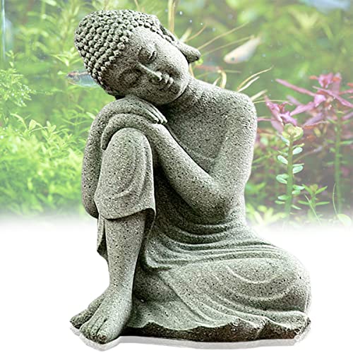 livelyfish Mini Buddha Statue Meditating Natural Sandstone Buda Sculptures Ornament for 10 Gallon & Under Fish Tanks, Aquarium Decorations Home Zen Garden Bonsai Decor, Gifts (Meditation-Small) - size: A-Small
