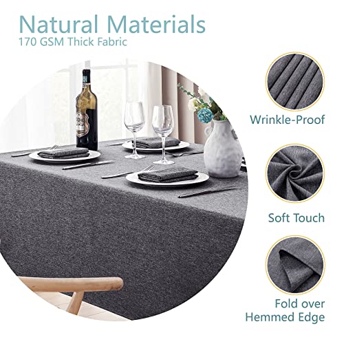 Rectangle Tablecloth Linen Textured Waterproof & Stain Resistant Table Cloth Wrinkle Free Decorative Fabric Farmhouse Table Cover for Dining/Party/Buffet/Wedding, 52 x 70 Inch, Dark Grey
