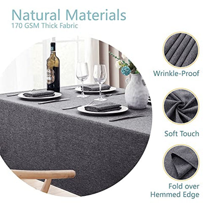 Rectangle Tablecloth Linen Textured Waterproof & Stain Resistant Table Cloth Wrinkle Free Decorative Fabric Farmhouse Table Cover for Dining/Party/Buffet/Wedding, 52 x 70 Inch, Dark Grey