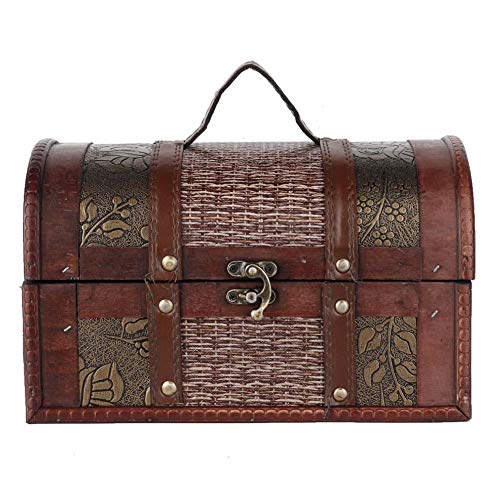BBAUER Storage Box, Practical Vintage Elegant Jewelry Box, Wooden Large Capacity Clothing Stores Studios for Storing Jewelry and Small Things Teme Bars (Color : Rattan) - color: Rattan