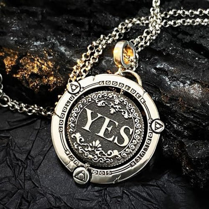 Vivian&CD Good Luck Necklace for Women and Men, Spinner Charm Necklace Luck Amulet Protection Necklace Meditation Prayer Wheel Rotatable Pendant Necklace jewelry for Women and Men - style: Decision coin