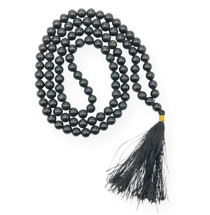 GEMSCITE Japa Mala 108 Prayer Beads Perfect for Meditation Spiritual Mala Necklace & Wrist Mala Bracelet - color: Black Agate, size: Without Knots