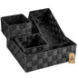Small Black Baskets, 4 Piece Multi Size Black Woven Baskets with Metal Frame, Closet Shelf Dresser Bathroom Storage, Vanity Drawer Bedroom Office Organization