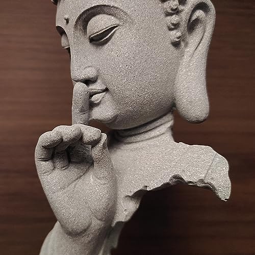livelyfish Meditating Buddha Statue Zen Garden Statues Sandstone Thinker Buddha Sculpture Figurine for Fish Tank Aquarium Home Decorations, Gift (Medium) - size: Medium