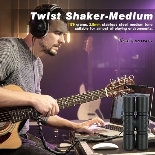 RANMING Twist Shaker ABS Double Row Shakers Percussion Instruments Medium Volume Latin Percussion Instruments for Accompaniment, Studio, Band, Drummers (Black)