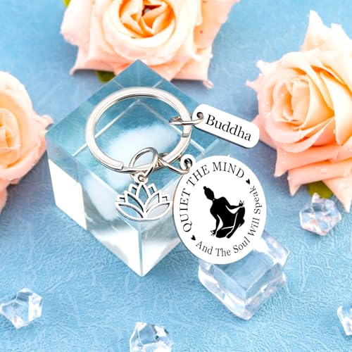 Yoga Gifts for Women Meditation Gifts for Women Yoga Instructor Gift Pilates Gift for Her Spiritual Zen Meditation Yogis Accessories for People with Anxiety keychain Lotus Jewelry Buddhist Present