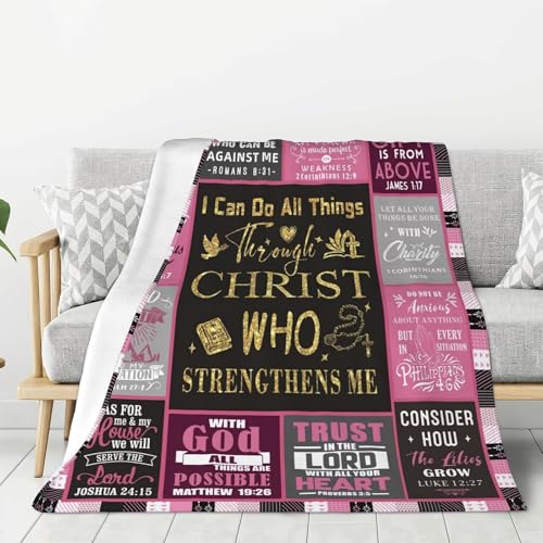 Christian Gifts for Women, Christian Gifts, Religious Gifts for Women, Baptism Gifts for Girl, Inspirational Birthday Gifts, Catholic Spiritual Blanket 60"X50" - color: Christian-pink