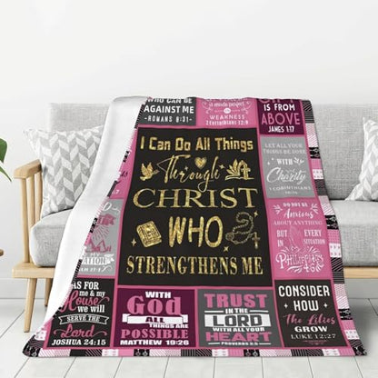 Christian Gifts for Women, Christian Gifts, Religious Gifts for Women, Baptism Gifts for Girl, Inspirational Birthday Gifts, Catholic Spiritual Blanket 60"X50" - color: Christian-pink