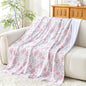 Viviland Cotton Muslin Blanket Reversible Fleece Blanket Lightweight Breathable Gauze King Size Blanket 108 x 90 Inches, Pink Purple Flowers - color: Pink Purple Flowers, size: King Size (90 X 108 Inches)