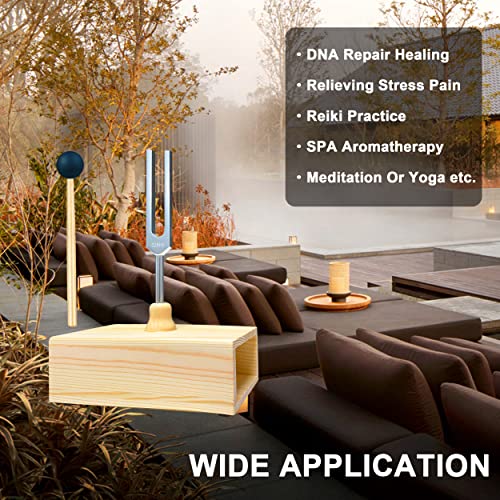 528 Hz Tuning Fork with Resonance Box, Aluminum Alloy, Wooden Speaker, Ideal for Sound Healing, SPA Aromatherapy, Tuning Fork Resonance Teaching, Hearing Tests, Meditation etc. - size: MI 528 hz (wood)