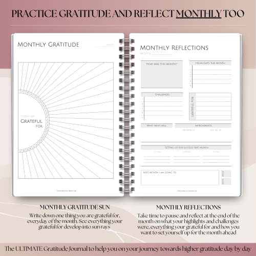 Gratitude & Mindfulness Journal - 90 Day Gratitude Template, Self Care Planner, Positivity Diary, A5 (Mono)