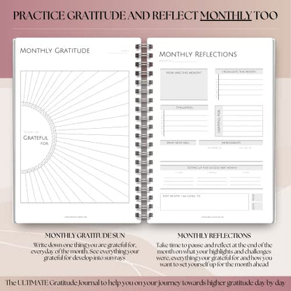 Gratitude & Mindfulness Journal - 90 Day Gratitude Template, Self Care Planner, Positivity Diary, A5 (Mono)
