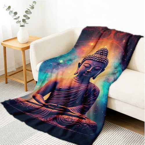 Buddha Blanket Flannel Soft Buddhist Throw Blankets Zen Meditation Yoga Home Decor Cozy Spiritual Gifts 59"x86" - color: Black, size: 59"x86"
