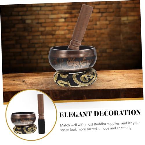 Tibetan Singing Bowl Handcrafted Meditation Accessory with Mallet for Yoga Mindfulness Relaxation and Buddhist Practice Random Color
