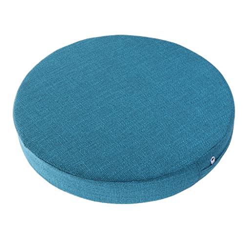6cm Portable Round Yoga Meditation Cushion - Weight Breathable Linen, Perfect for Home and Outdoor Exercise - Lake Blue