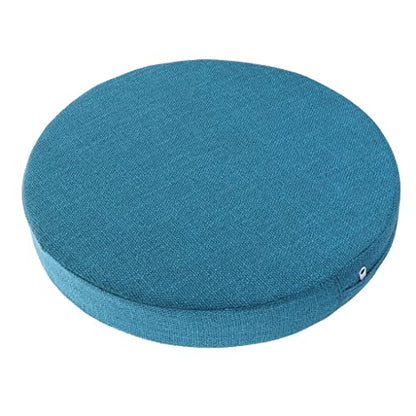 6cm Portable Round Yoga Meditation Cushion - Weight Breathable Linen, Perfect for Home and Outdoor Exercise - Lake Blue