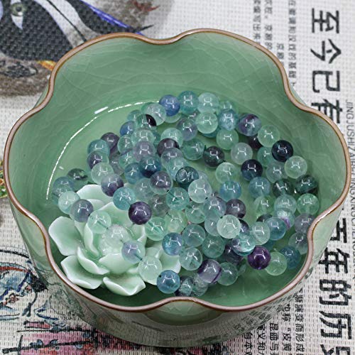 Keleny Gem Semi Precious Gemstones 8mm Natural Stone Round Beads Crystal Stretch Bracelets 7 Inch Unisex - color: 8mm Multicolor Fluorite
