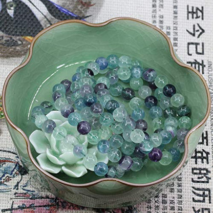 Keleny Gem Semi Precious Gemstones 8mm Natural Stone Round Beads Crystal Stretch Bracelets 7 Inch Unisex - color: 8mm Multicolor Fluorite
