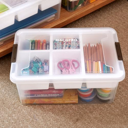 MACOPRO 17 QT Plastic Storage Box with Removable Tray, Bins with Lids, Clear Storage Container for Craft Organization, Beads, Tools, Sewing, and Playdoh, Art Supply Organizer (White, 1Pack-17QT) - size: 1Pack-17QT
