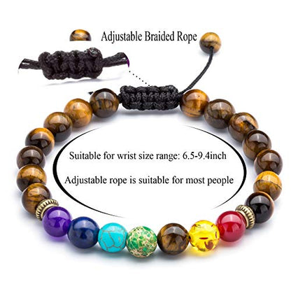 Men Women 8mm Lava Rock Beads Chakra Bracelet Braided Rope Natural Stone Yoga Bracelet Bangle - color: 3 Pcs Set 2-21004