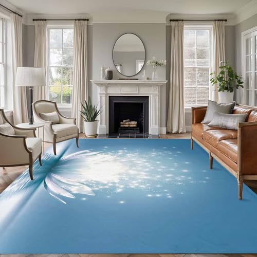 9x12ft Rectangle Rug,Meditation Lotus Flower Washable Area Rugs Non-Slip Accent Rug Asian Zen Spiritual Soft Circle Carpet for Living Room Bedroom Home Office Decor - size: 108x144in