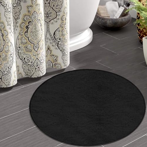Modern Round Area Rug, Non-Slip Machine Washable Kitchen Office Circle Rug, Room Sofa Yoga Soft Round Carpet Compatible with Black 36inch(90cm) - color: Color63, size: 36inch(90cm)
