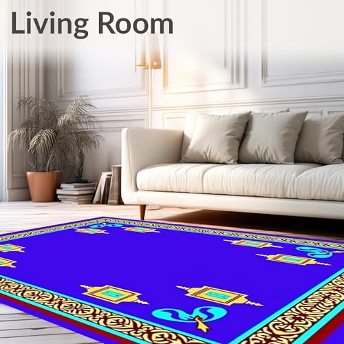 Flatwoven High Traffic Area Rug 5x7, Luxurious Juvenile Meditation Cushion with Symbols, Non Slip, Stain Resistant, Washable Area Rugs for Living Room, Bedroom (Blue, 5x7) - color: Blue/Pattern 11, size: 5' x 7' (Rectangular)