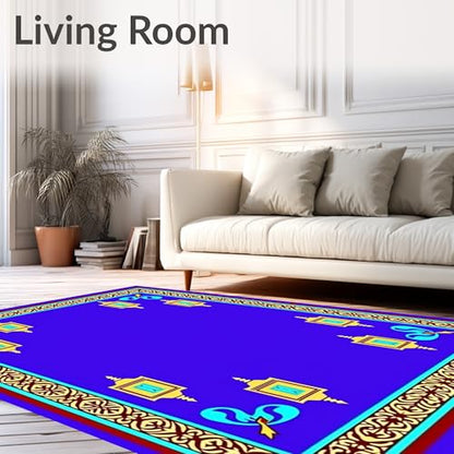 Flatwoven High Traffic Area Rug 5x7, Luxurious Juvenile Meditation Cushion with Symbols, Non Slip, Stain Resistant, Washable Area Rugs for Living Room, Bedroom (Blue, 5x7) - color: Blue/Pattern 11, size: 5' x 7' (Rectangular)