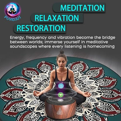 Sound Frequency Machine,Meditation Generator Instrument,Tone Device Tools - Solfeggio Frequencies Bath for Yoga, Mindfulness, Vibration System of Chakra Balancing, 5 Tones, 3 Timers - color: Zen Wood