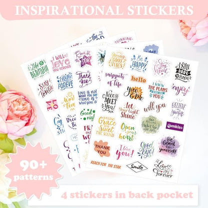 Comkiso Gratitude Journal with 4 Inspirational Stickers: Undated Daily Gratitude Journal for Women and Men - More Happiness, Affirmation, and Mindfulness in A Few Minutes with Prompts & Quotes (Pink) - color: C. Pink