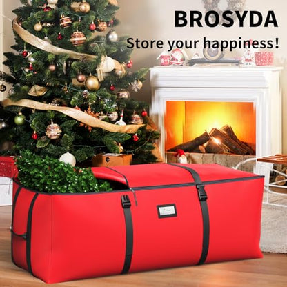 7.5Ft Christmas Tree Storage Bag, Fit up to Artificial Xmas Trees, with Double Zipper & Buckle Straps, Handles for Easy Carry, 600D Oxford Fabric Waterproof and Dustproof. (Red)