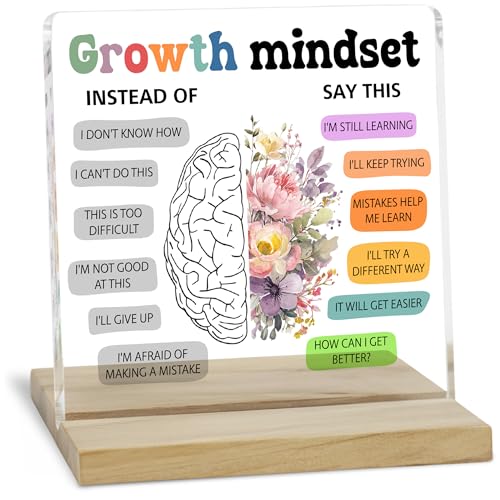 Growth Mindset Inspirational Decor Sign, Positive Affirmations Acrylic Plaque for Home Office Decor - color: Mindset