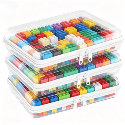 3 Pack Clear Hard Shell Zipper Case (M,M,M), 1.2mm Crush-Proof Transparent Storage Pouches, Hard Plastic Packing Cubes & Organizer Bags for Travel, Pencil, Cosmetics, Toiletry, Toys Storage - size: 3 Pack(M,M,M)