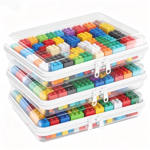 3 Pack Clear Hard Shell Zipper Case (M,M,M), 1.2mm Crush-Proof Transparent Storage Pouches, Hard Plastic Packing Cubes & Organizer Bags for Travel, Pencil, Cosmetics, Toiletry, Toys Storage - size: 3 Pack(M,M,M)
