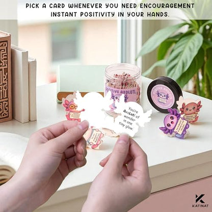 Positive Axolotl Jar – Cute Axolotl Gifts for Teens, Tweens, Daughter, Students – Back to School Gift for Kids, Granddaughter, Niece – Gifts for Teenage Girls, Tween Girls Trendy Stuff - color: Positive Axolotl