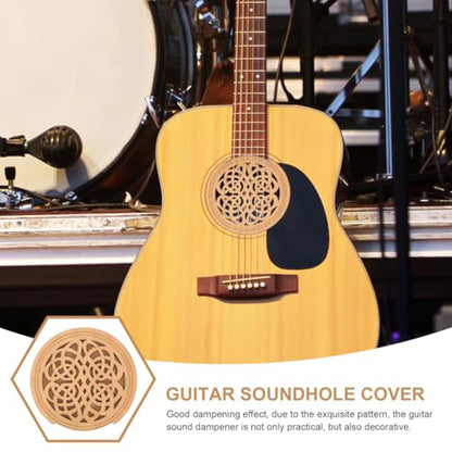 Toddmomy Acoustic Guitar Soundhole Cover, 4.3" Wooden Sound Hole Dampener for Feedback Reduction, Decorative Lute Hole Mute Accessory