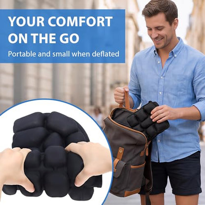 Inflatable Seat Cushion, Pressure Relief Airplane Seat Cushion for Long Flights Without Air Pump, Portable Car Seat Cushions,Office Chair Wheelchair Cushions Relief Discomfort in Coccyx&Buttock - color: Square