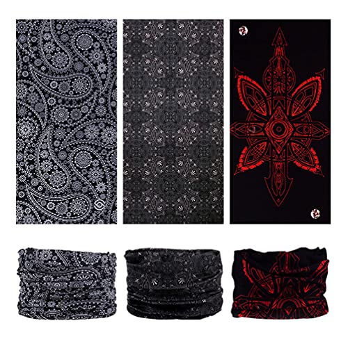 Headband Neck Gaiter Head Wrap Headwear Face Mask Magic Scarf Bandana for Men and Women - color: 9pc.black Series.1