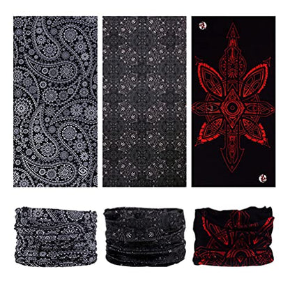 Headband Neck Gaiter Head Wrap Headwear Face Mask Magic Scarf Bandana for Men and Women - color: 9pc.black Series.1